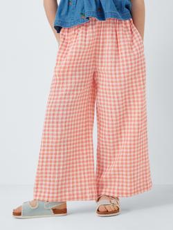 John Lewis Kids' Gingham Wide Leg Trousers, Multi, Multi
