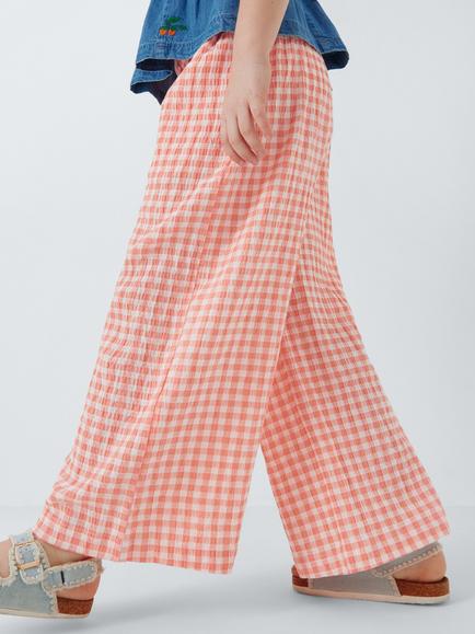 John Lewis Kids' Gingham Wide Leg Trousers, Multi - view 2, Multi