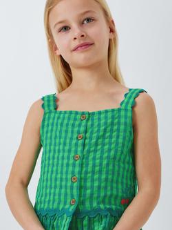 John Lewis Kids' Gingham Frill Hem Top, Green - view 2, Green