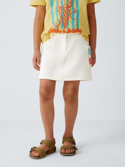 John Lewis Kids' Crochet Trim Mini Skirt, Multi, Multi
