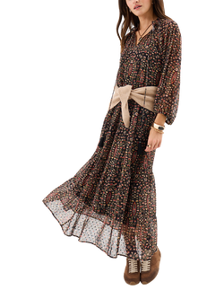 Accessorize Paisley Dobby Maxi Dress, Black/Multi, Black/Multi