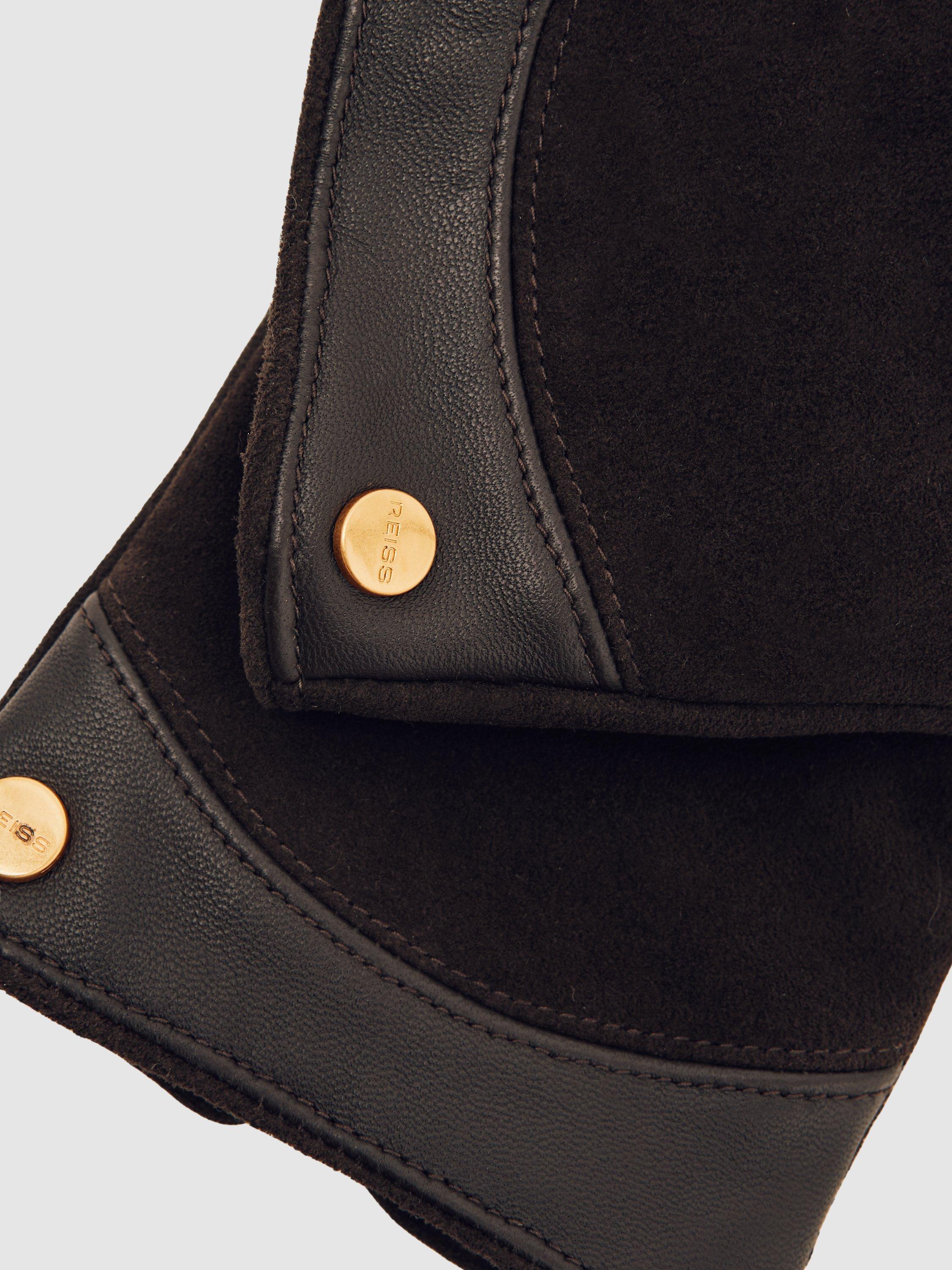 Product image 3 of 3, which shows Reiss Claudia Pure Suede Gloves, Chocolate, S-M