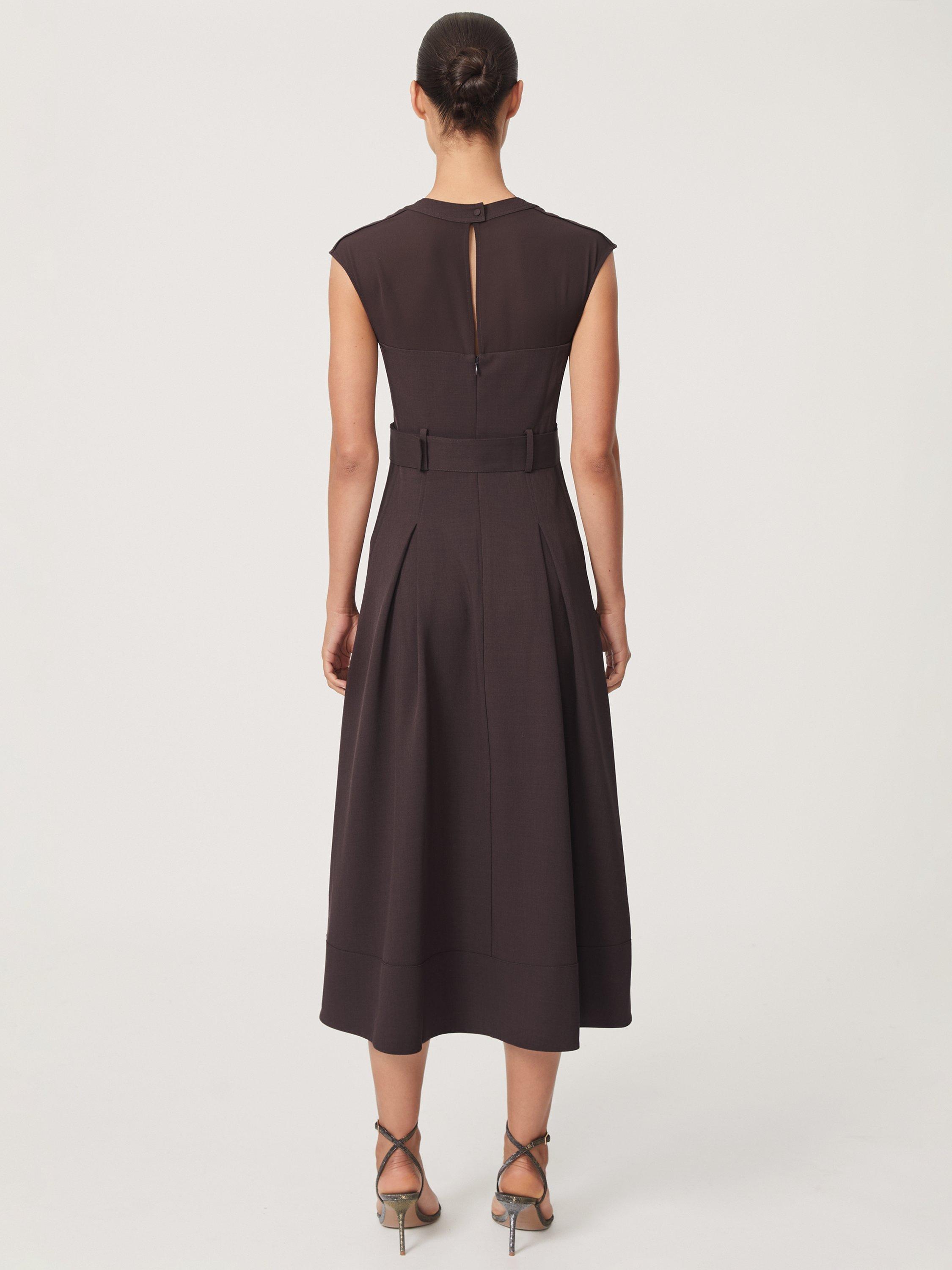 slim fit dress slacks Milly Women's Liv Belted Pleated Dress - Black main image 0