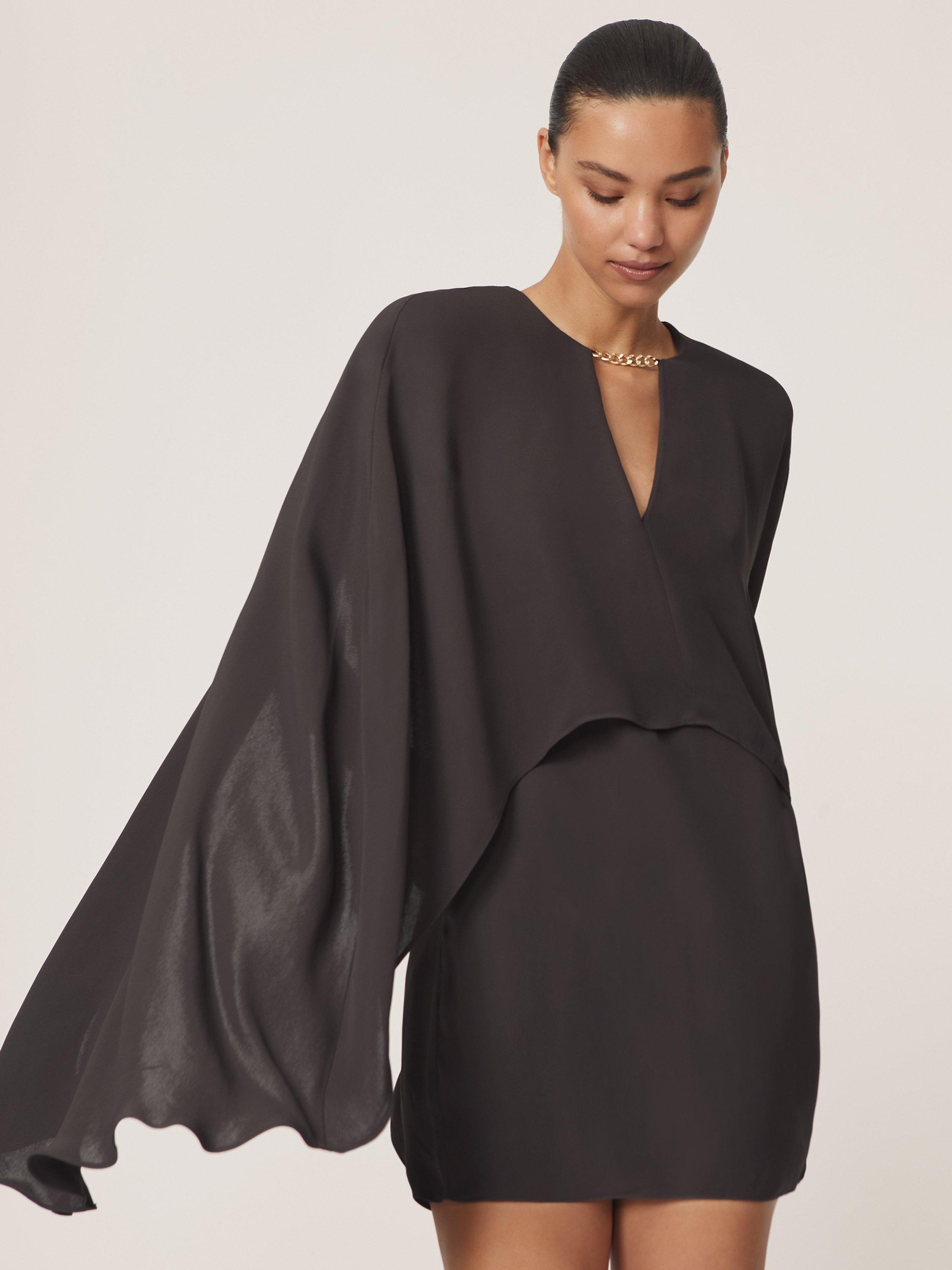 Product image 1 of 5, which shows Reiss Cassidy Cape Detail Mini Dress, Grape, 6