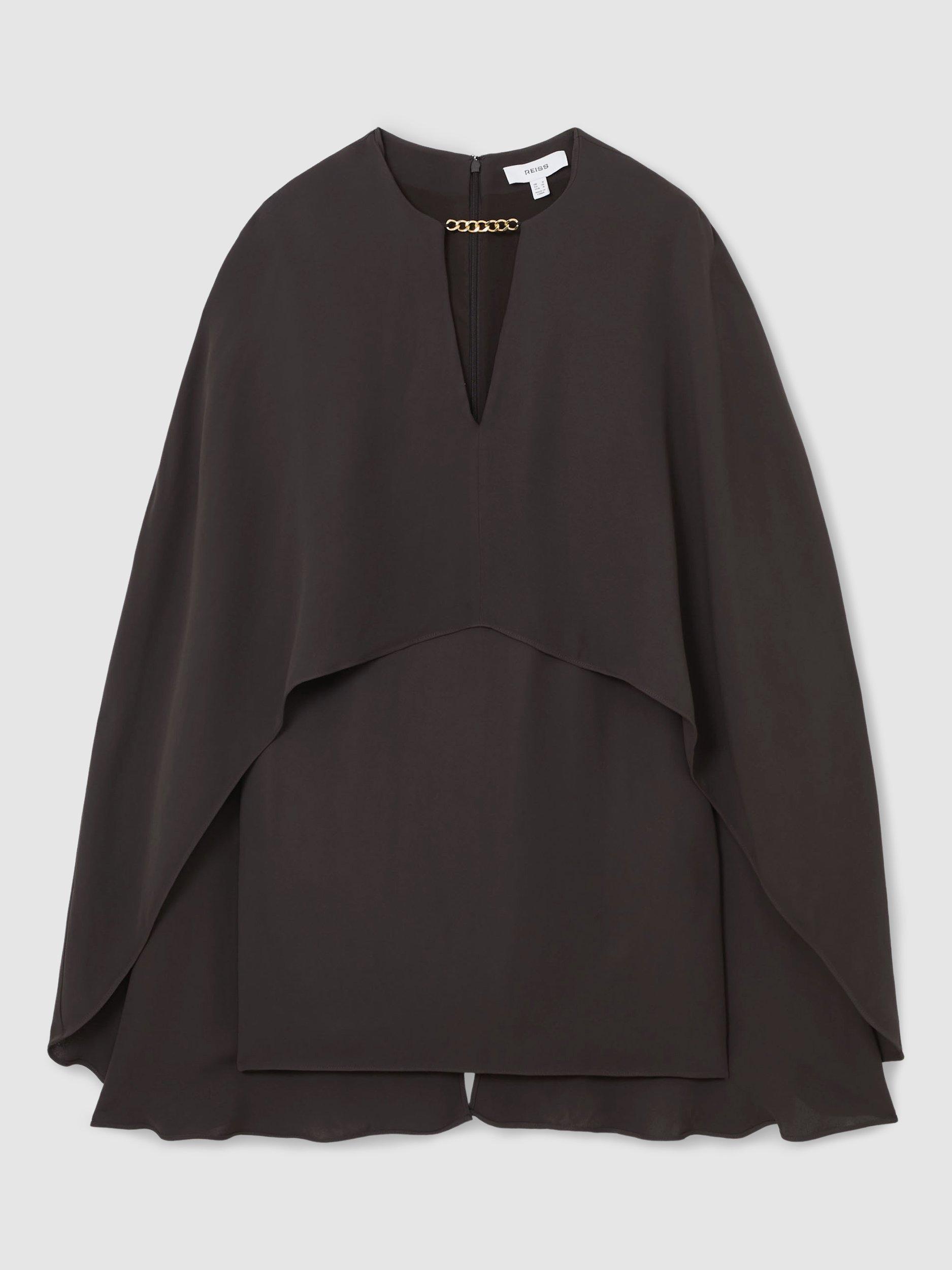 Product image 3 of 5, which shows Reiss Cassidy Cape Detail Mini Dress, Grape, 6
