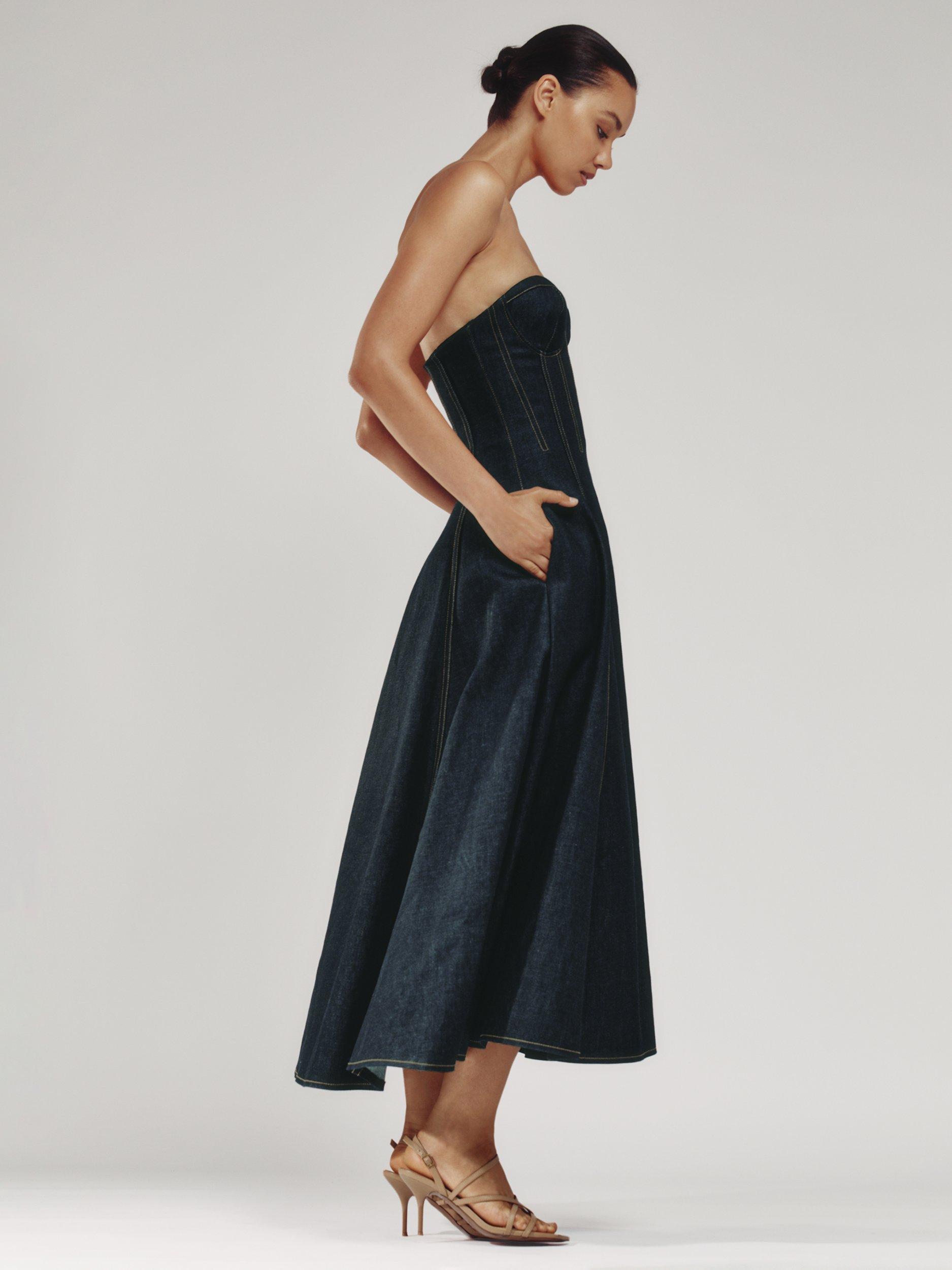 princess polly baby blue dress Reiss Ruched-Front Midi Dress in Blue main image 1