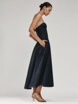 Reiss Rosa Bandeau Denim Dress, Indigo Blue, Indigo Blue