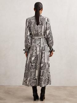 Reiss Marie Geometric Wrap Drape Dress, Black/Ivory - view 2, Black/Ivory