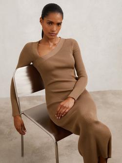 Reiss Zeta Bodycon Jumper Dress, Camel, Camel