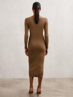 Reiss Zeta Bodycon Jumper Dress, Camel - view 2, Camel