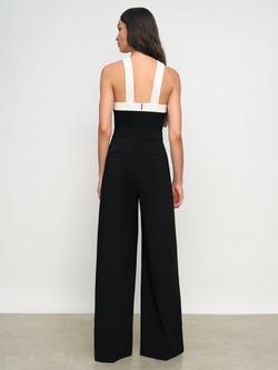 Reiss Cliona Halterneck Wide Leg Jumpsuit, Black/Cream - view 2, Black/Cream