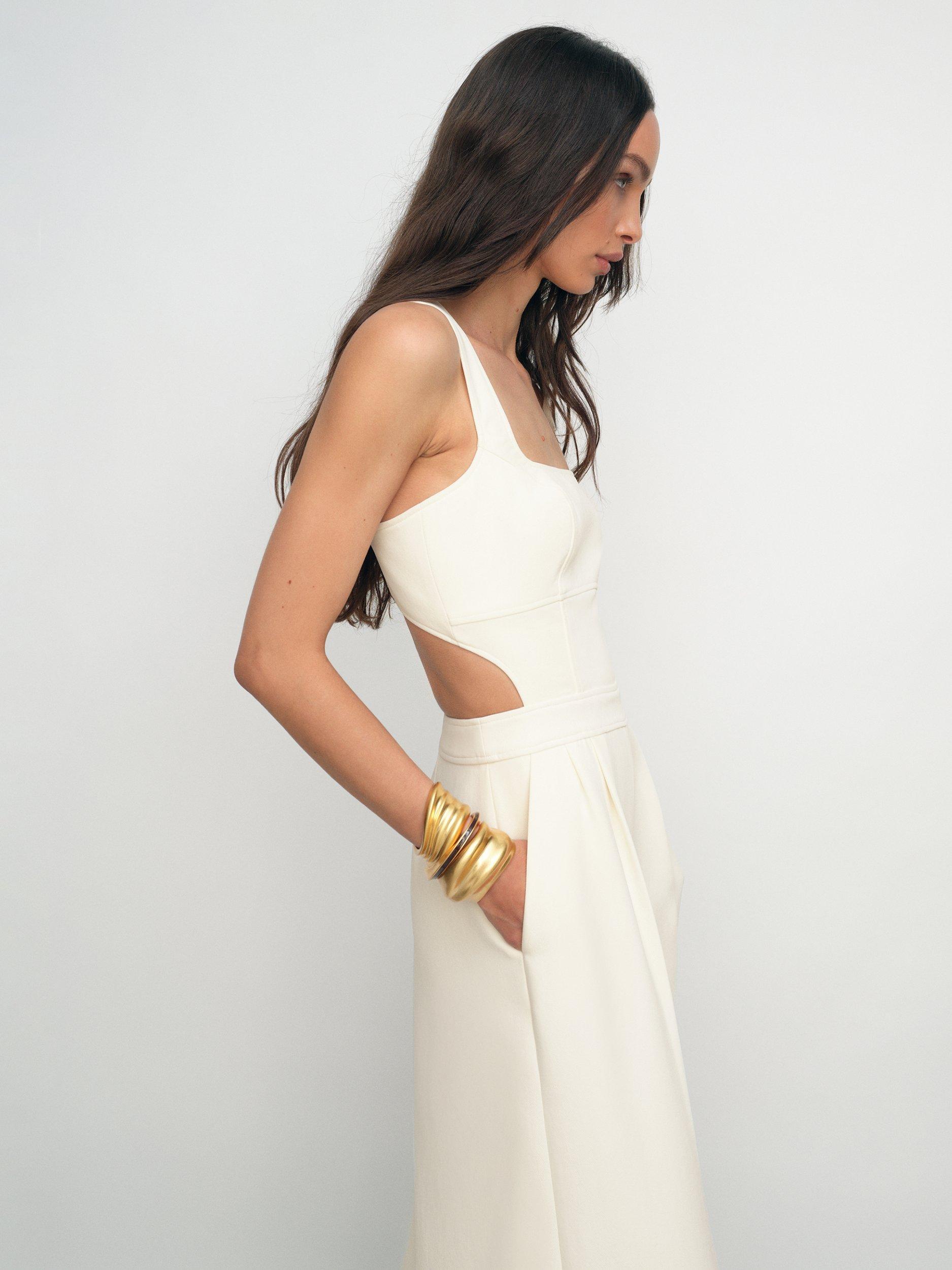 Product image 2 of 5, which shows Reiss Dion Tailored Wide Leg Jumpsuit, Ivory, 12