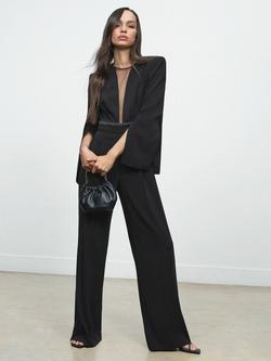 Reiss Petite Evora Plunge Neck Split Sleeve Jumpsuit, Black, Black