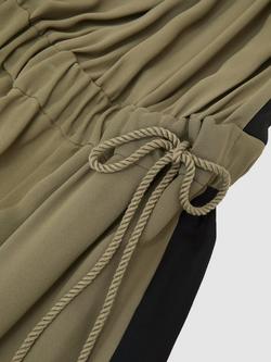 Reiss Inez Colour Block Sleeveless Wide Leg Jumpsuit, Khaki Green/Black - view 2, Khaki Green/Black