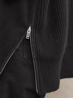 Reiss Harri Wool Zip Detail Funnel Neck Jumper, Black - view 2, Black