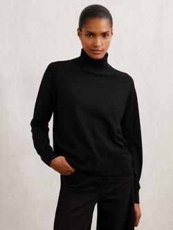 Reiss Wendy Wool Roll Neck Jumper, Black, Black