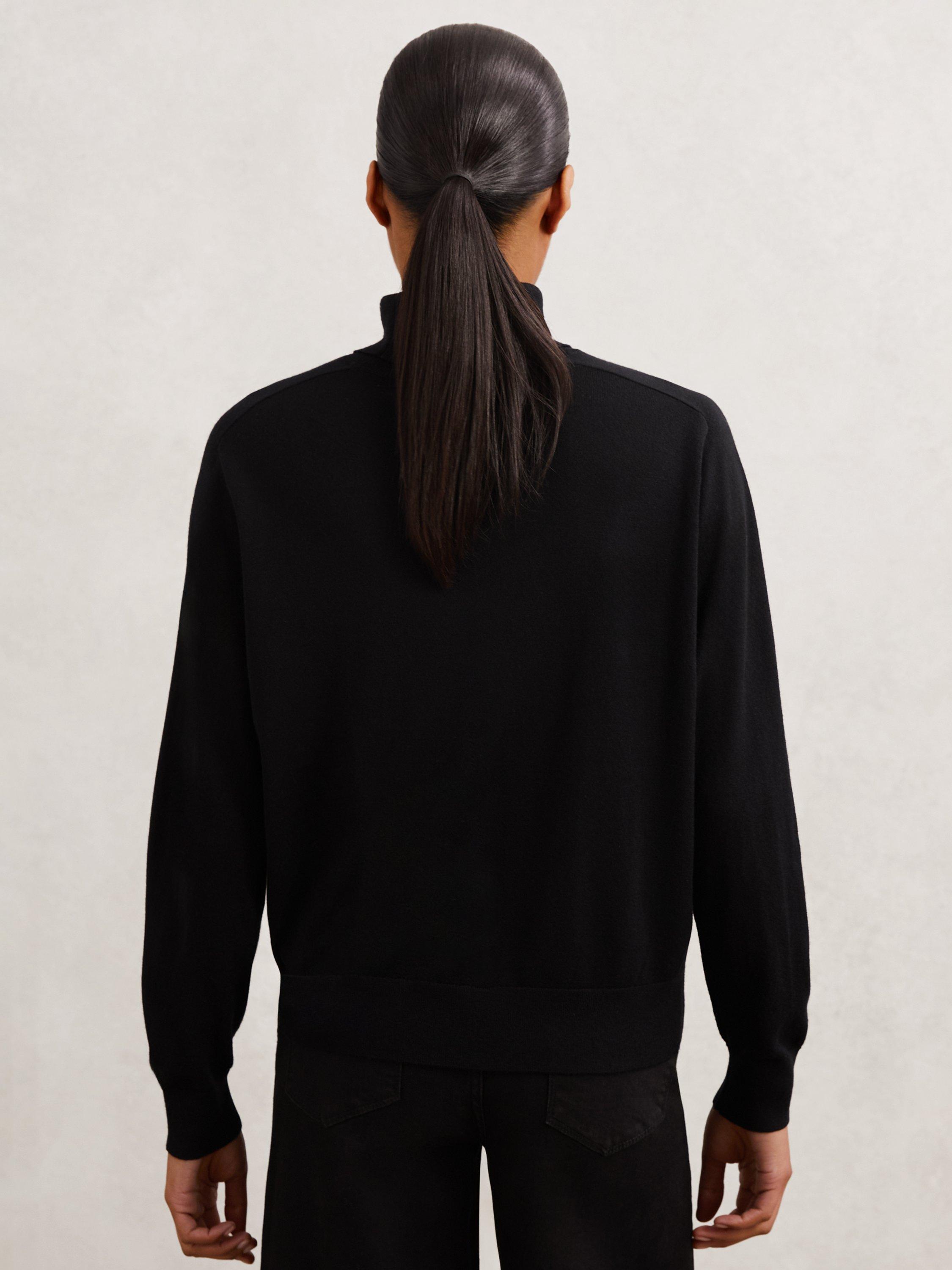 Product image 2 of 5, which shows Reiss Wendy Wool Roll Neck Jumper, Black, XS