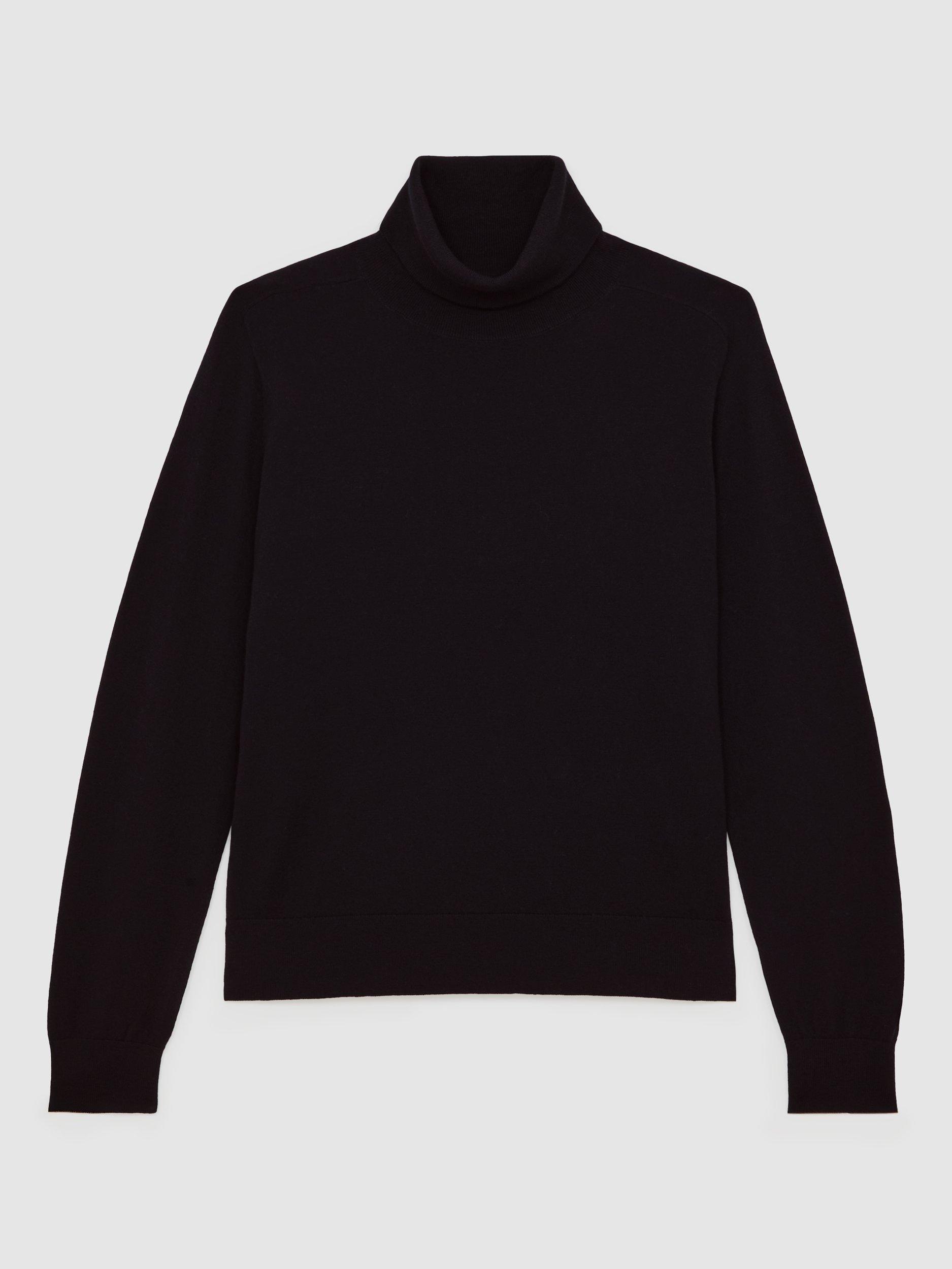 Product image 3 of 5, which shows Reiss Wendy Wool Roll Neck Jumper, Black, XS