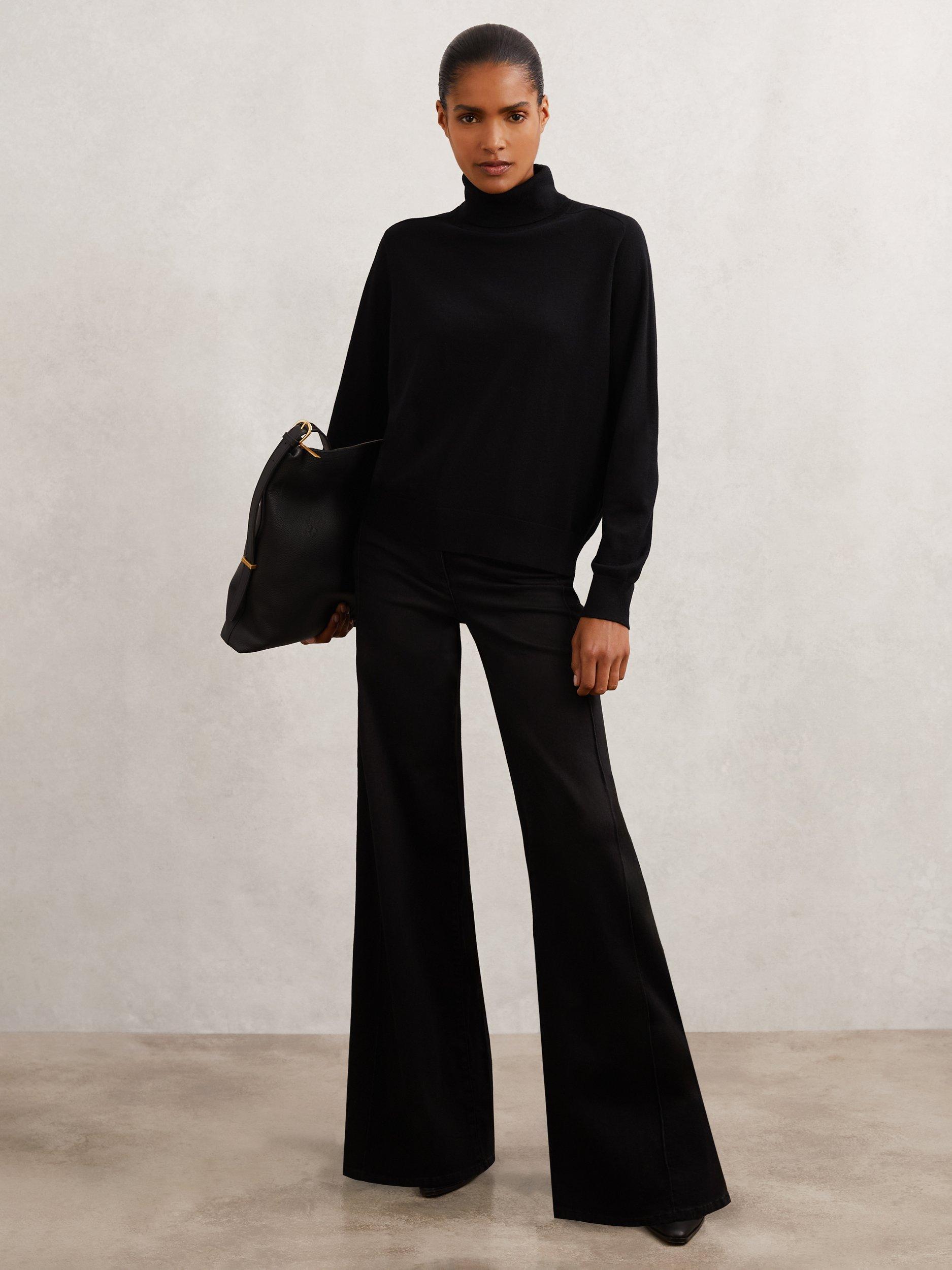 Product image 5 of 5, which shows Reiss Wendy Wool Roll Neck Jumper, Black, XS