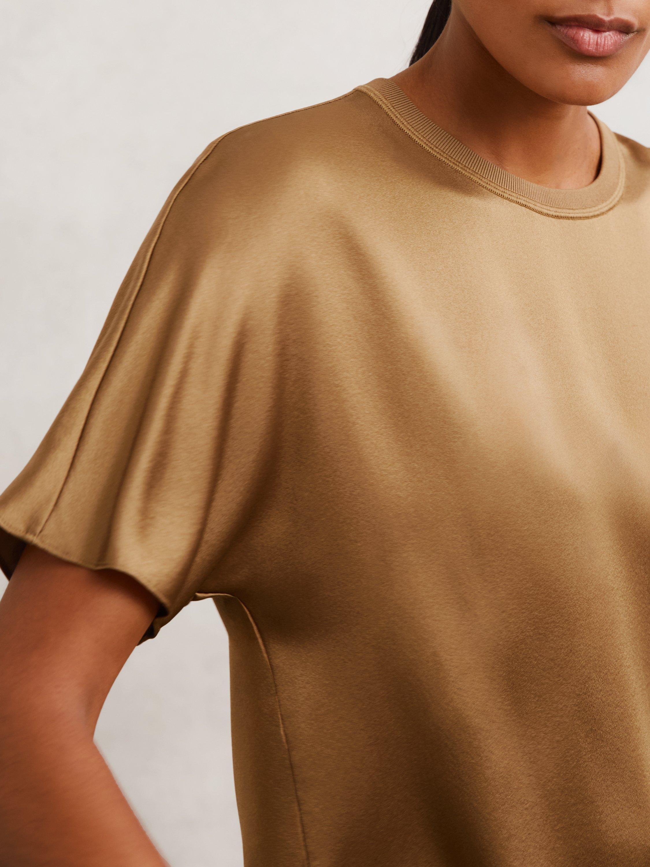 Product image 4 of 5, which shows Reiss Lena Silk T-Shirt, Camel, 6