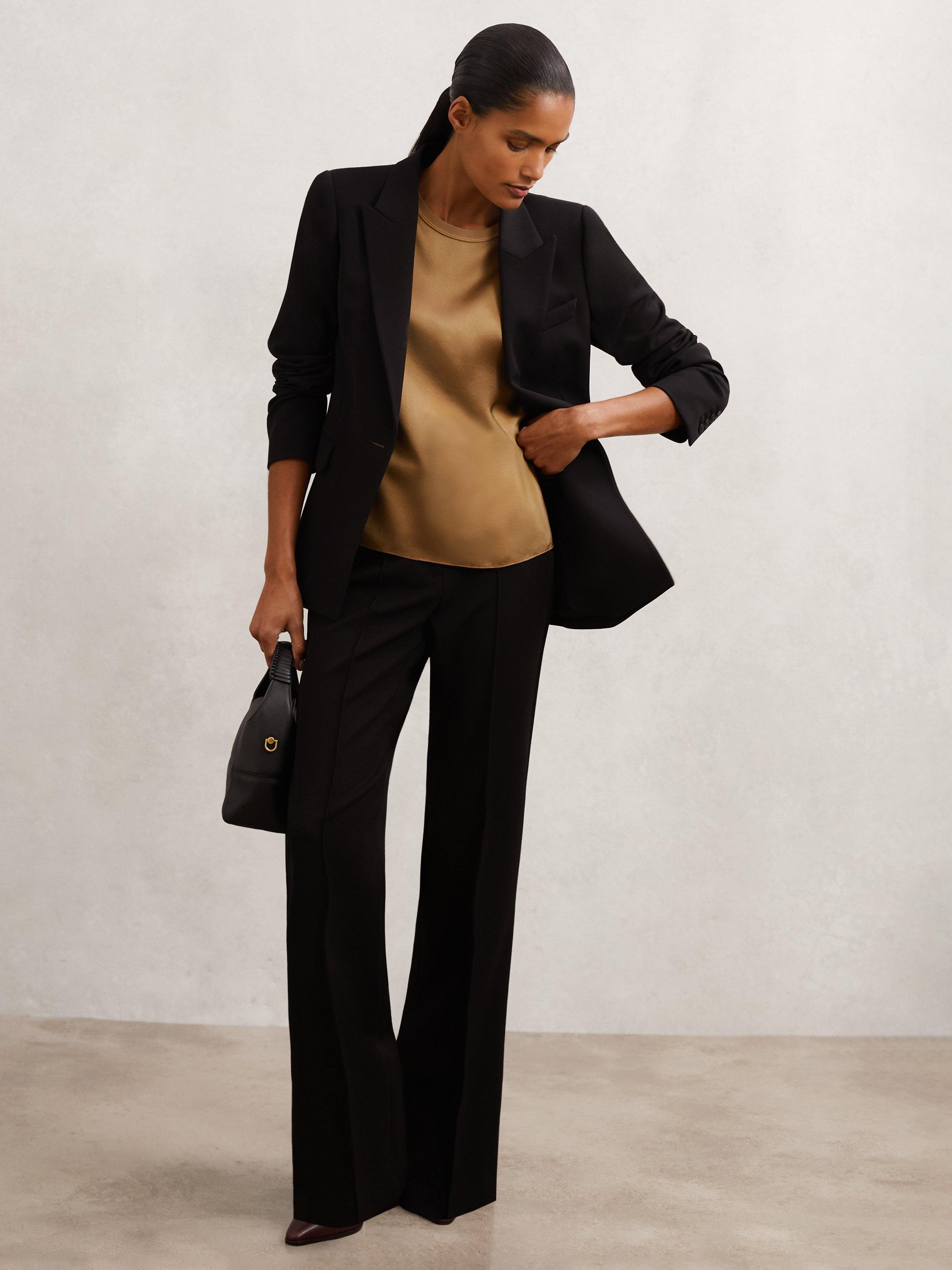 Product image 5 of 5, which shows Reiss Lena Silk T-Shirt, Camel, 6