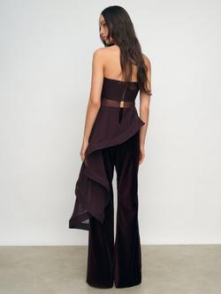 Reiss Rhianna Silk Asymmetric Ruffle Bandeau Top, Burgundy - view 2, Burgundy