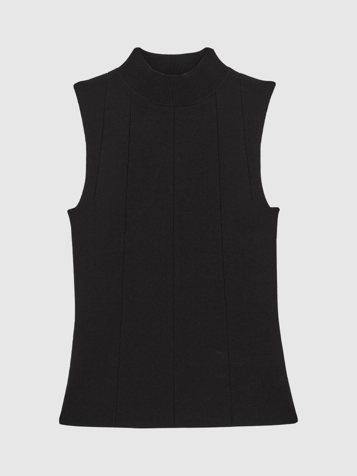 Product image 2 of 4, which shows Reiss Milan High Neck Sleeveless Top, Black, XS