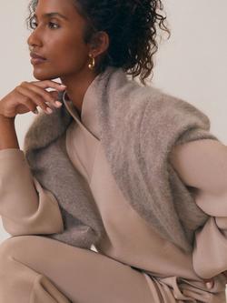 Reiss Nova Cross Neck Sweat Top - view 2, Taupe Neutral