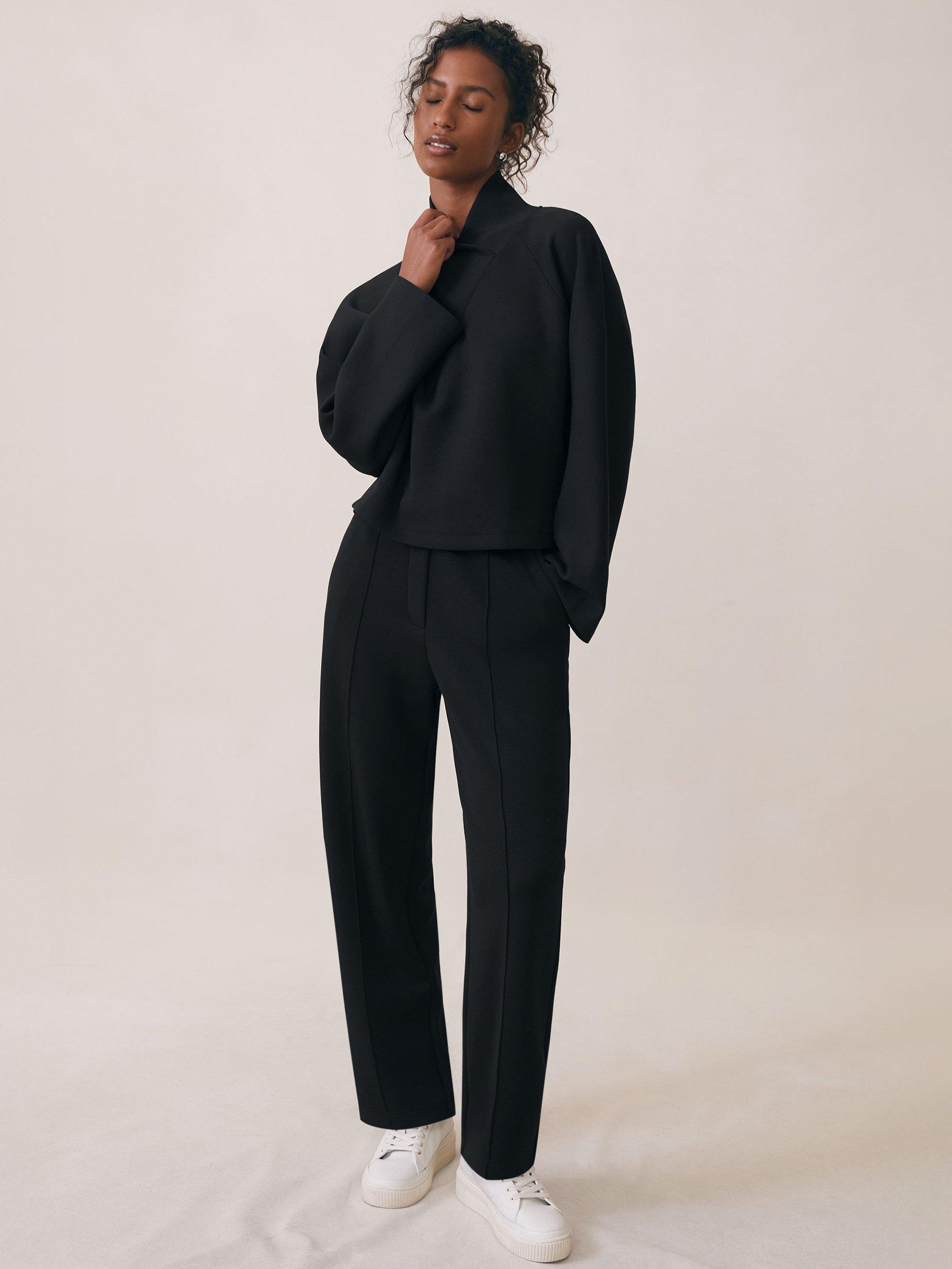 Product image 1 of 5, which shows Reiss Janie Tapered Joggers, Black, L