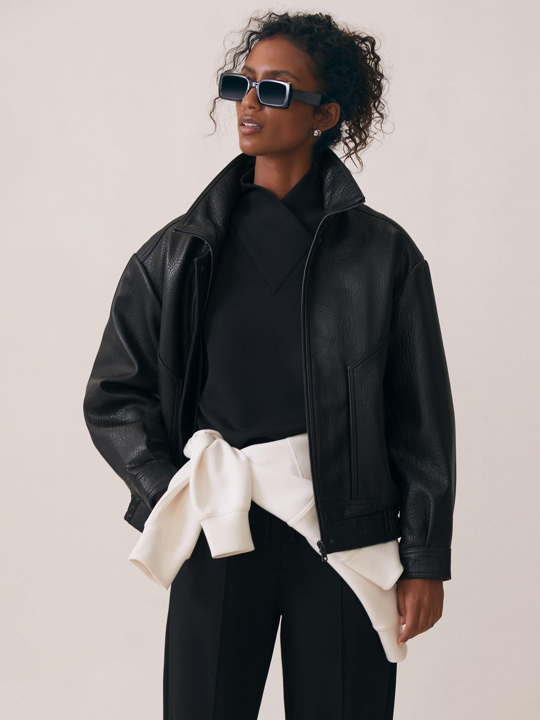 Product image 5 of 5, which shows Reiss Janie Tapered Joggers, Black, L