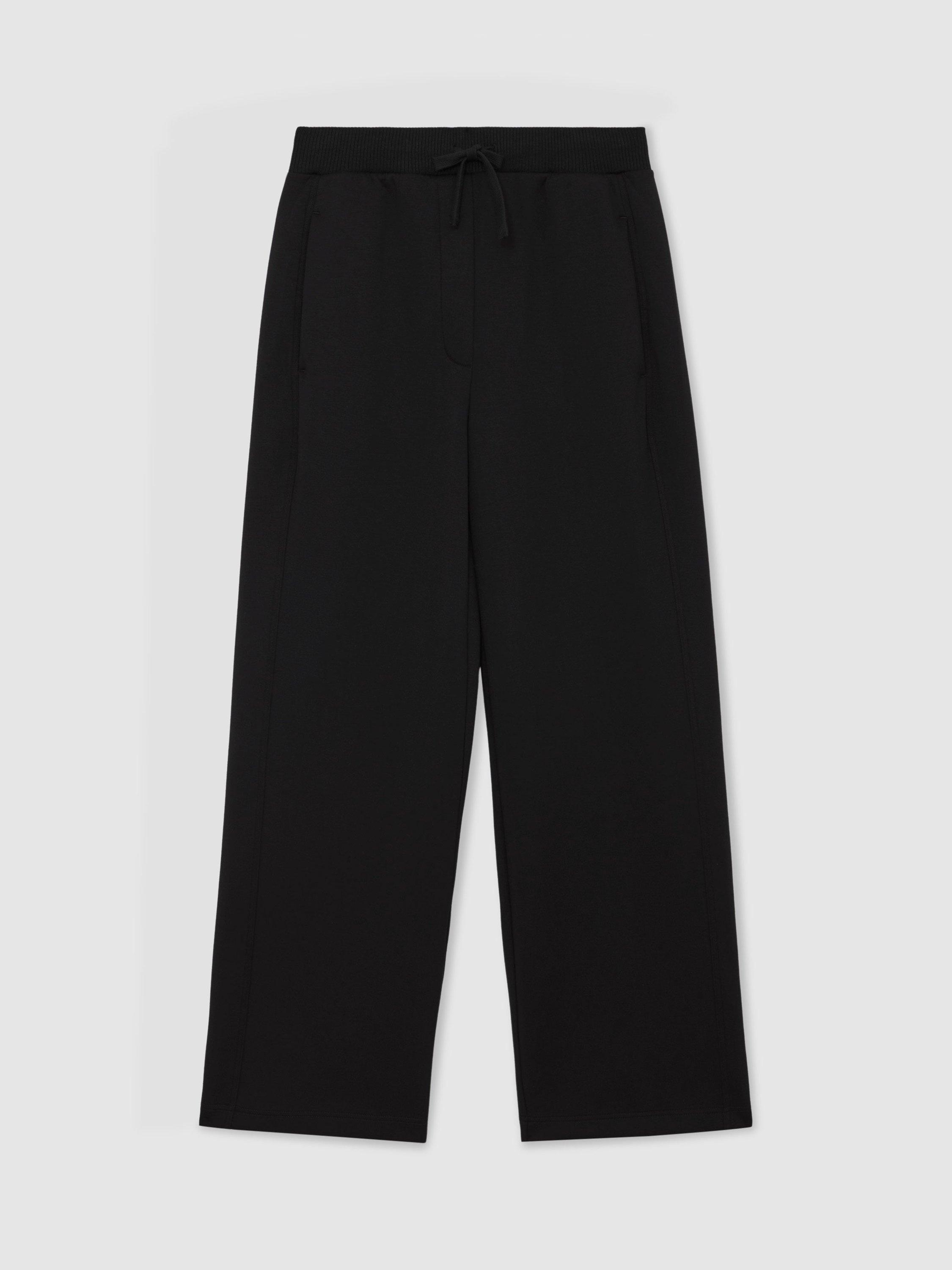 Product image 3 of 5, which shows Reiss Jemma Modal Blend Interlock Wide Leg Joggers, Black, L