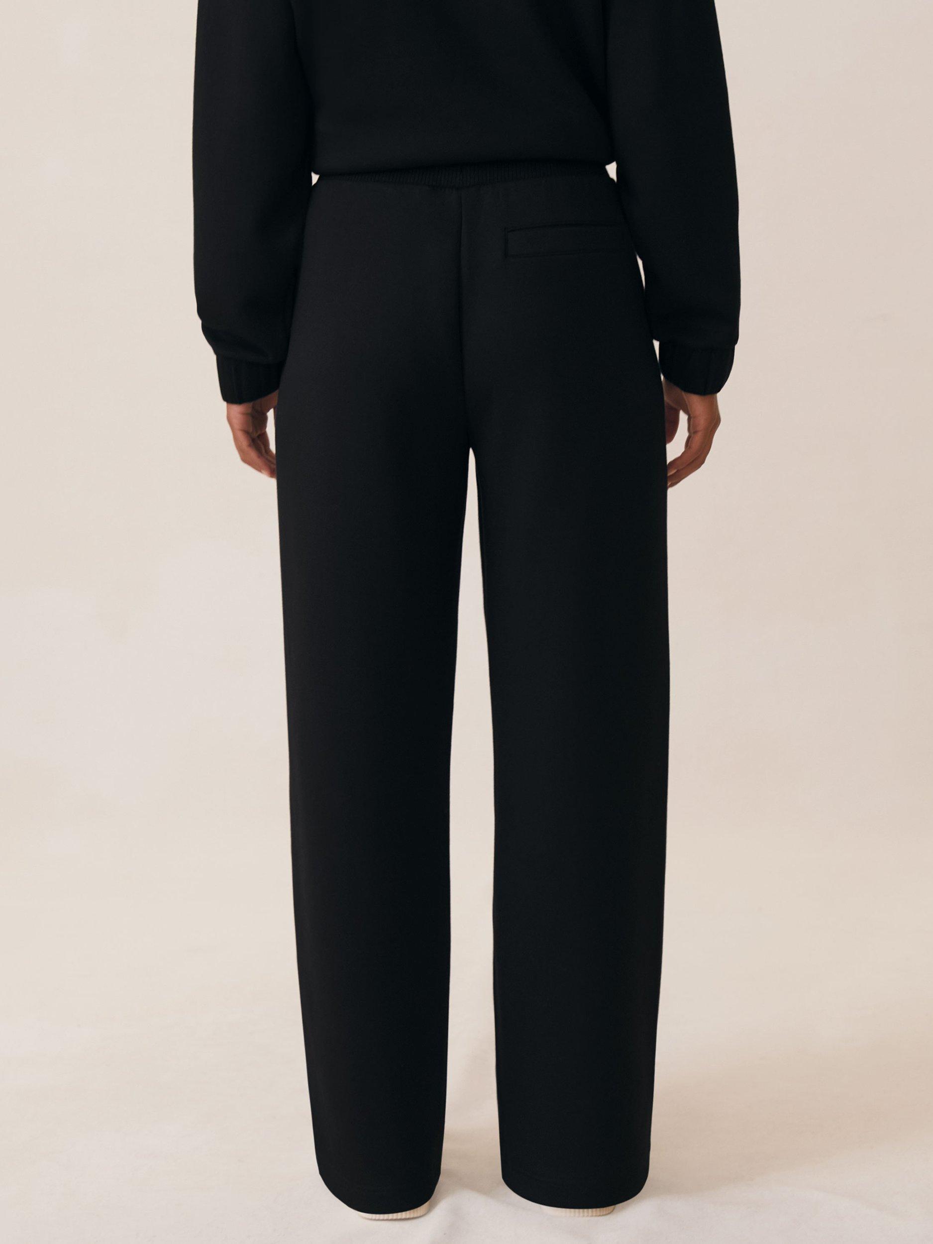 Product image 5 of 5, which shows Reiss Jemma Modal Blend Interlock Wide Leg Joggers, Black, L