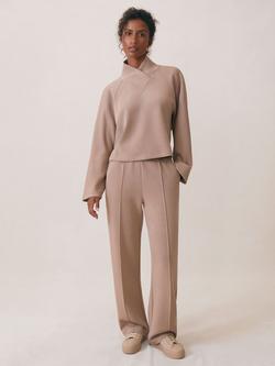 Reiss Jemma Wide Leg Joggers, Taupe, Taupe