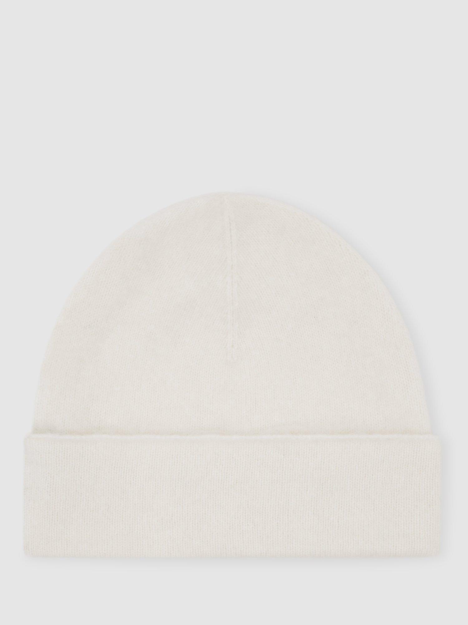 Product image 5 of 5, which shows Reiss Alba Pure Cashmere Beanie Hat, Cream, One Size