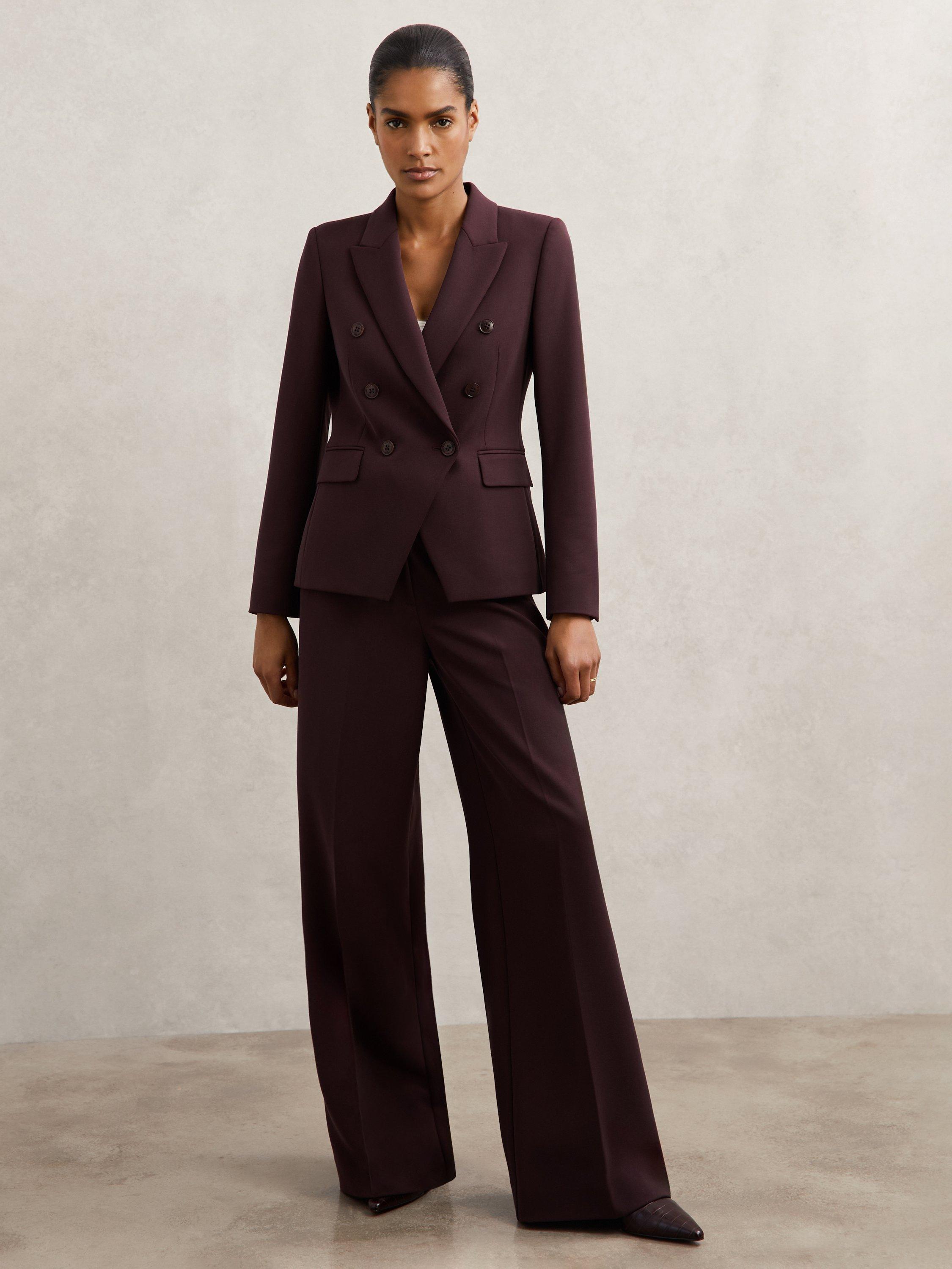 Product image 1 of 5, which shows Reiss Gabi Double Breasted Blazer, Berry, 6