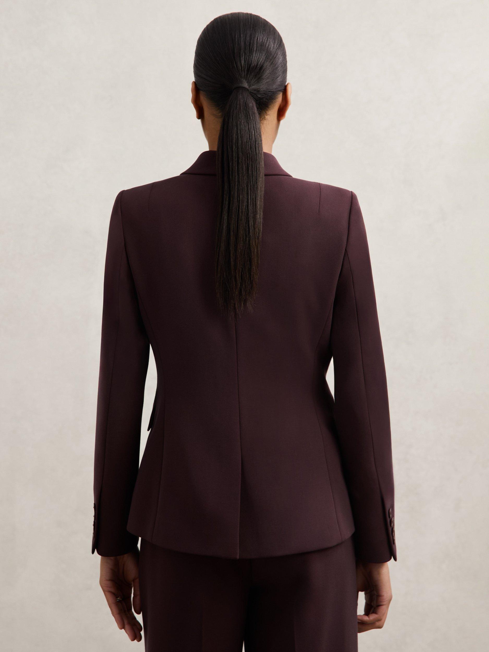 Product image 2 of 5, which shows Reiss Gabi Double Breasted Blazer, Berry, 6