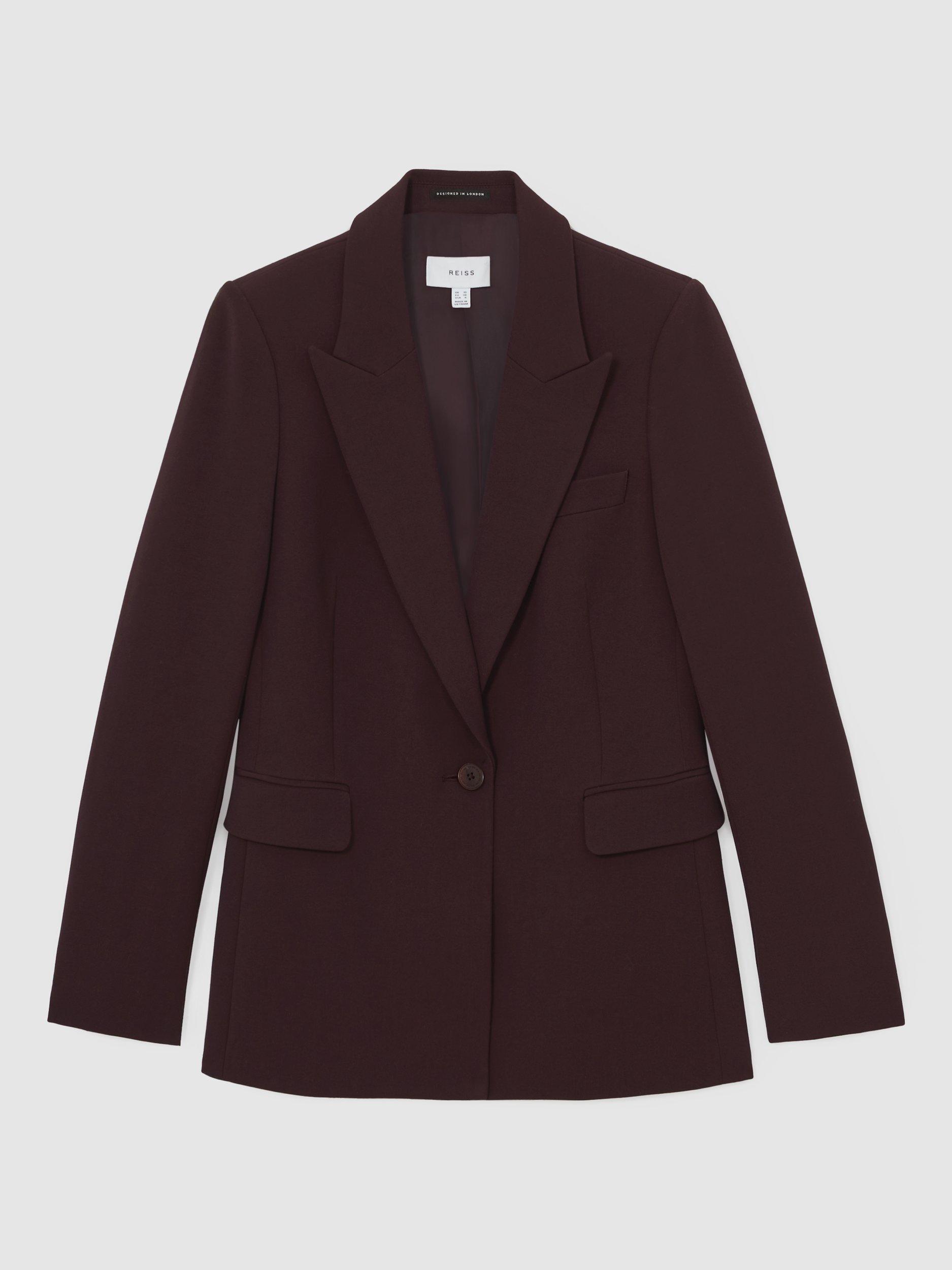 Product image 3 of 5, which shows Reiss Gabi Double Breasted Blazer, Berry, 6