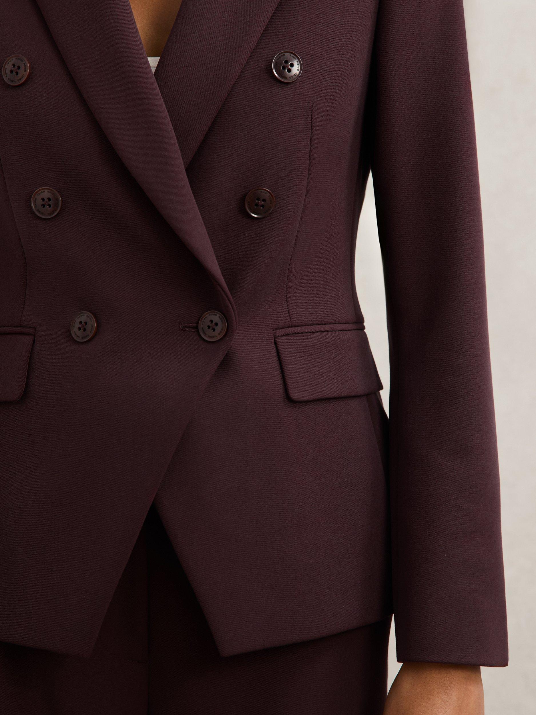 Product image 4 of 5, which shows Reiss Gabi Double Breasted Blazer, Berry, 6