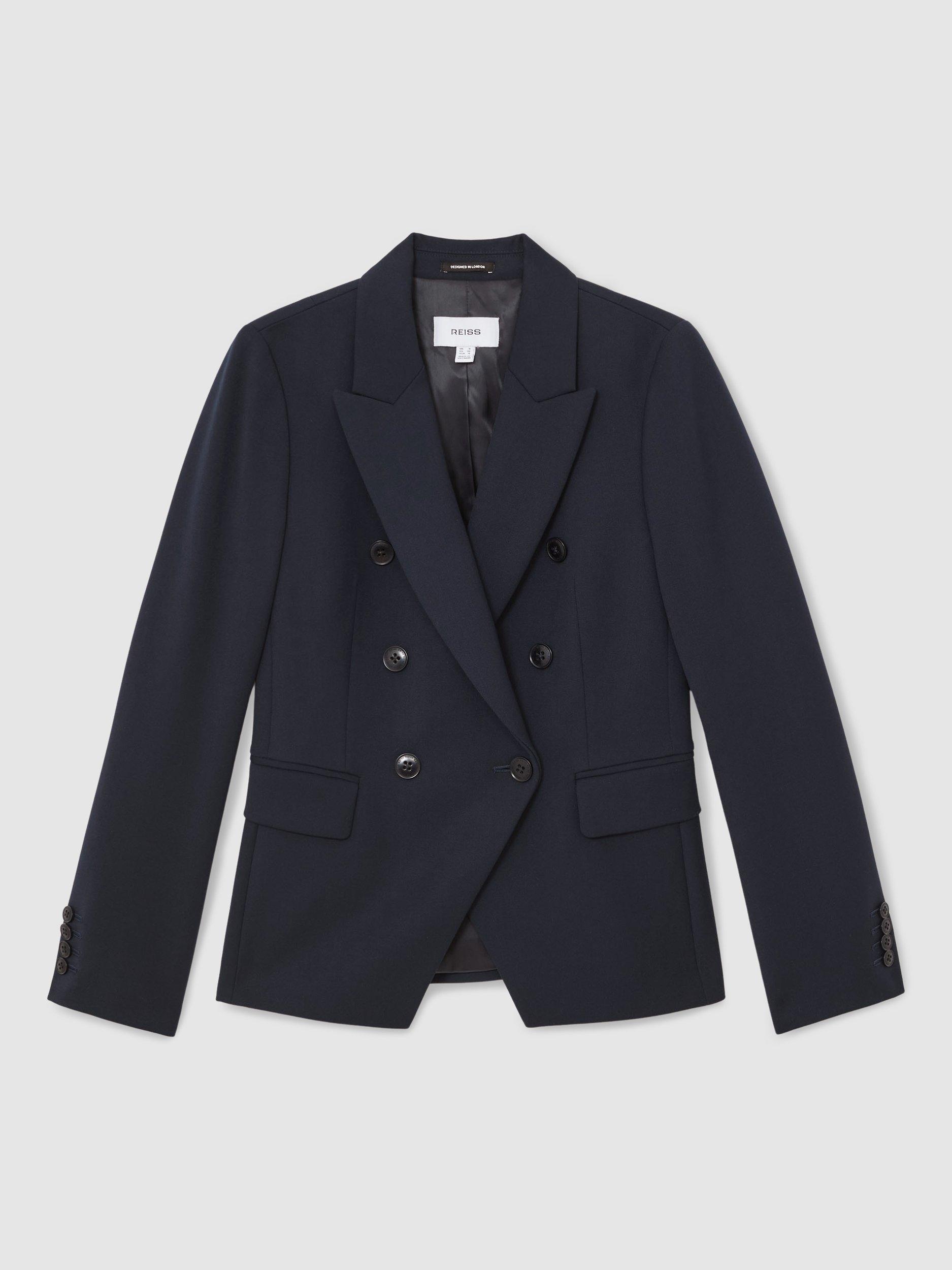 Product image 3 of 5, which shows Reiss Gabi Double Breasted Blazer, Navy, 6