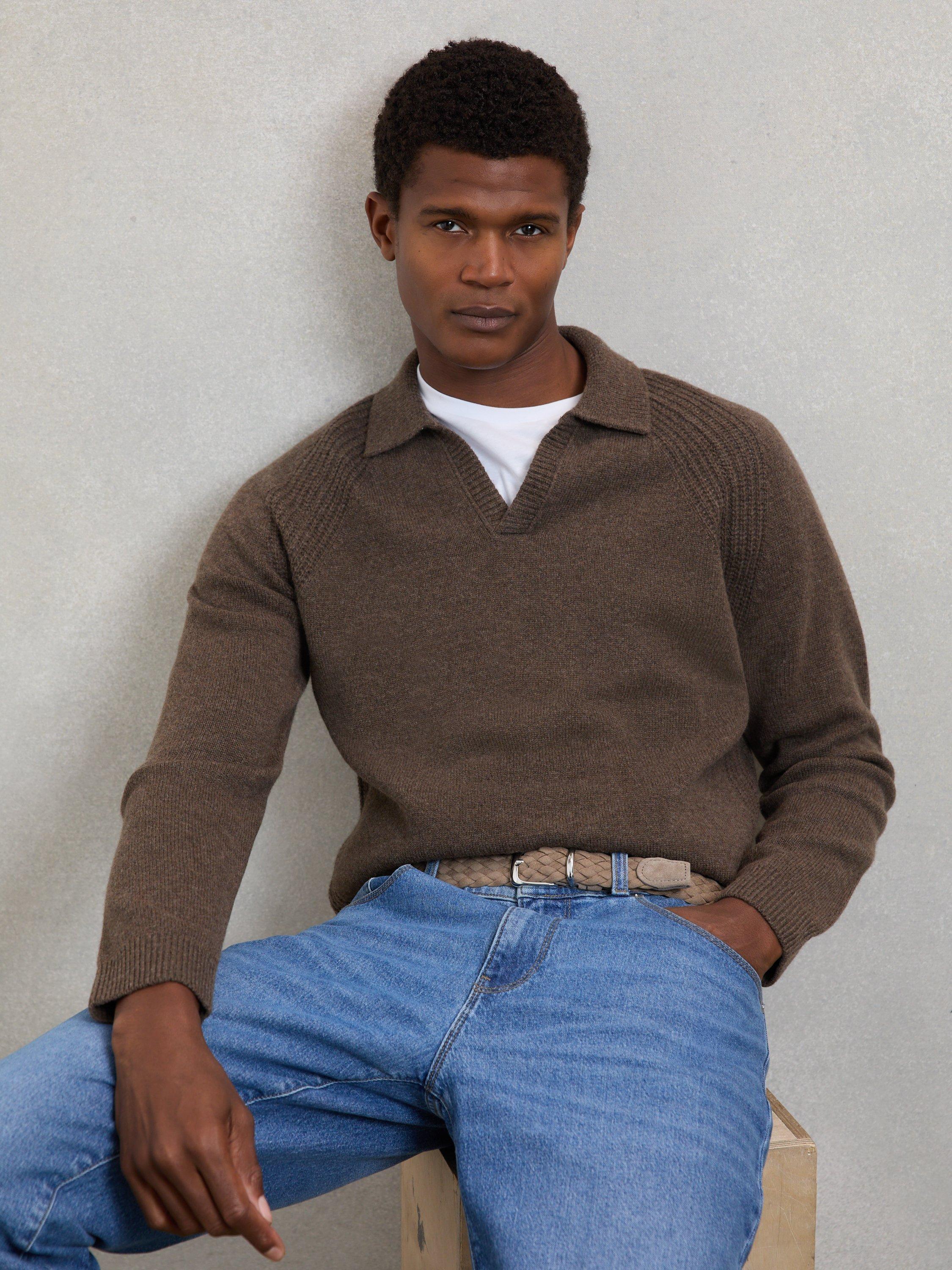 Product image 2 of 4, which shows Reiss Jesse Cotton Woven Belt, Light Stone, 28R