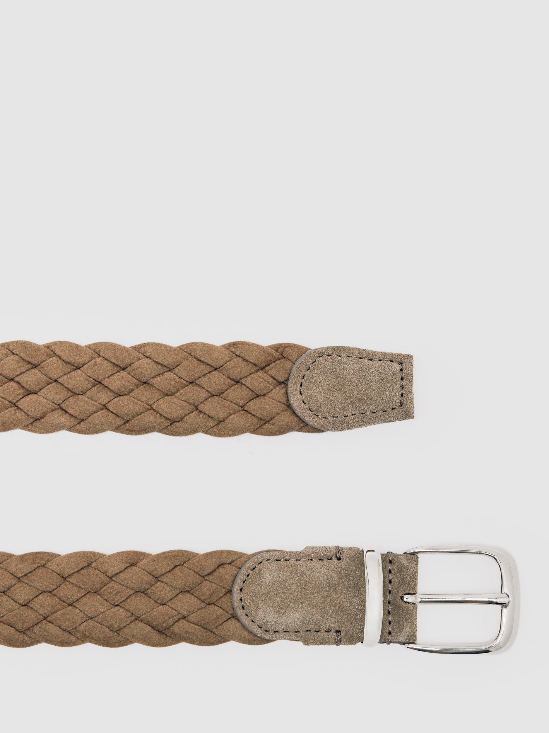 Product image 3 of 4, which shows Reiss Jesse Cotton Woven Belt, Light Stone, 28R
