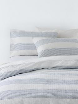 John Lewis Coastal Seersucker Duvet Cover Set, Blue