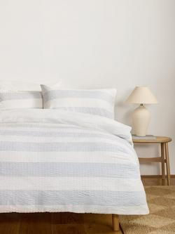 John Lewis Coastal Seersucker Duvet Cover Set - view 2, Blue