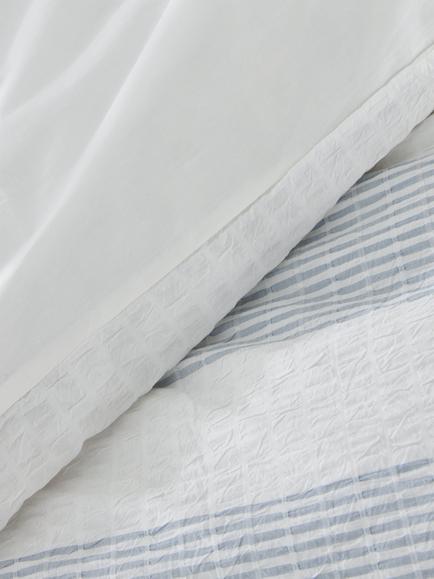 John Lewis Coastal Pure Cotton Seersucker Duvet Cover Set - view 2, Blue
