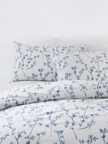 John Lewis Elena Pure Cotton Percale Duvet Cover Set, 220 Thread Count, Blue