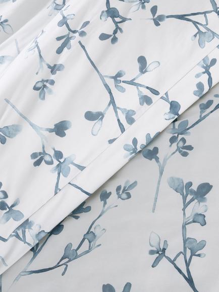 John Lewis Elena Pure Cotton Percale Duvet Cover Set, 220 Thread Count - view 2, Blue