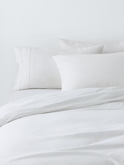 John Lewis Fairford Washed Cotton Percale Duvet Cover Set, White
