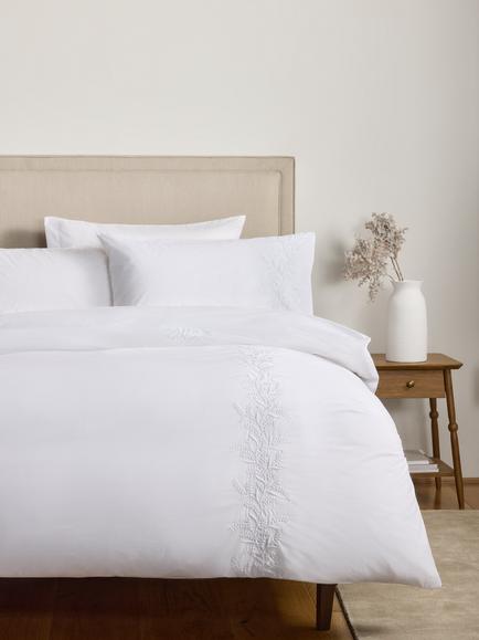 John Lewis Fleetwood Pure Cotton Embroidered Percale Duvet Cover Set, 300 Thread Count - view 2, White