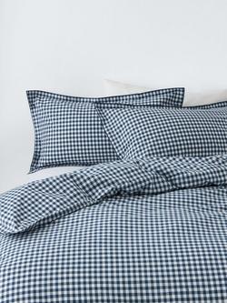 John Lewis Gingham Duvet Cover Set, Loch Blue