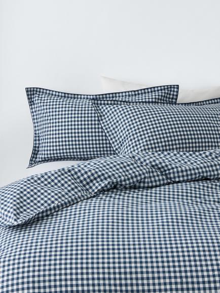 John Lewis Gingham Pure Cotton Weave Duvet Cover Set, Loch Blue